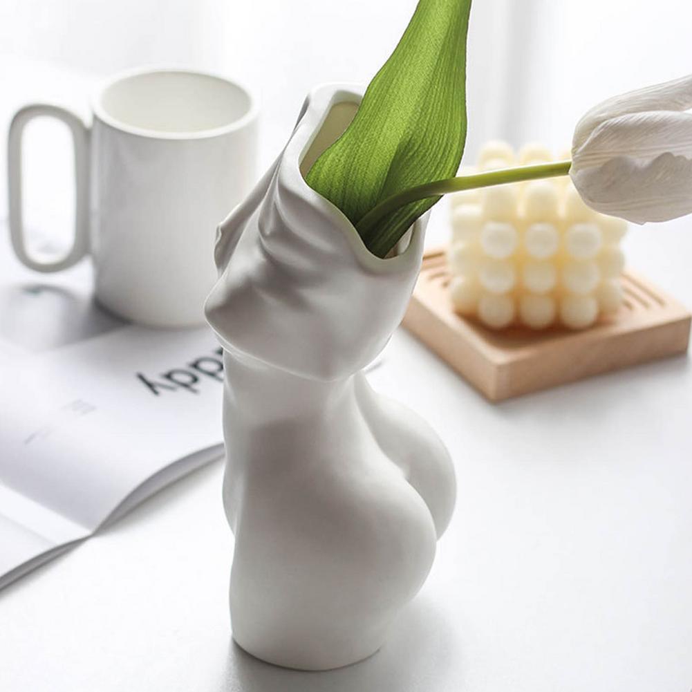 White Ceramic Body Vase - Nordique Boutique