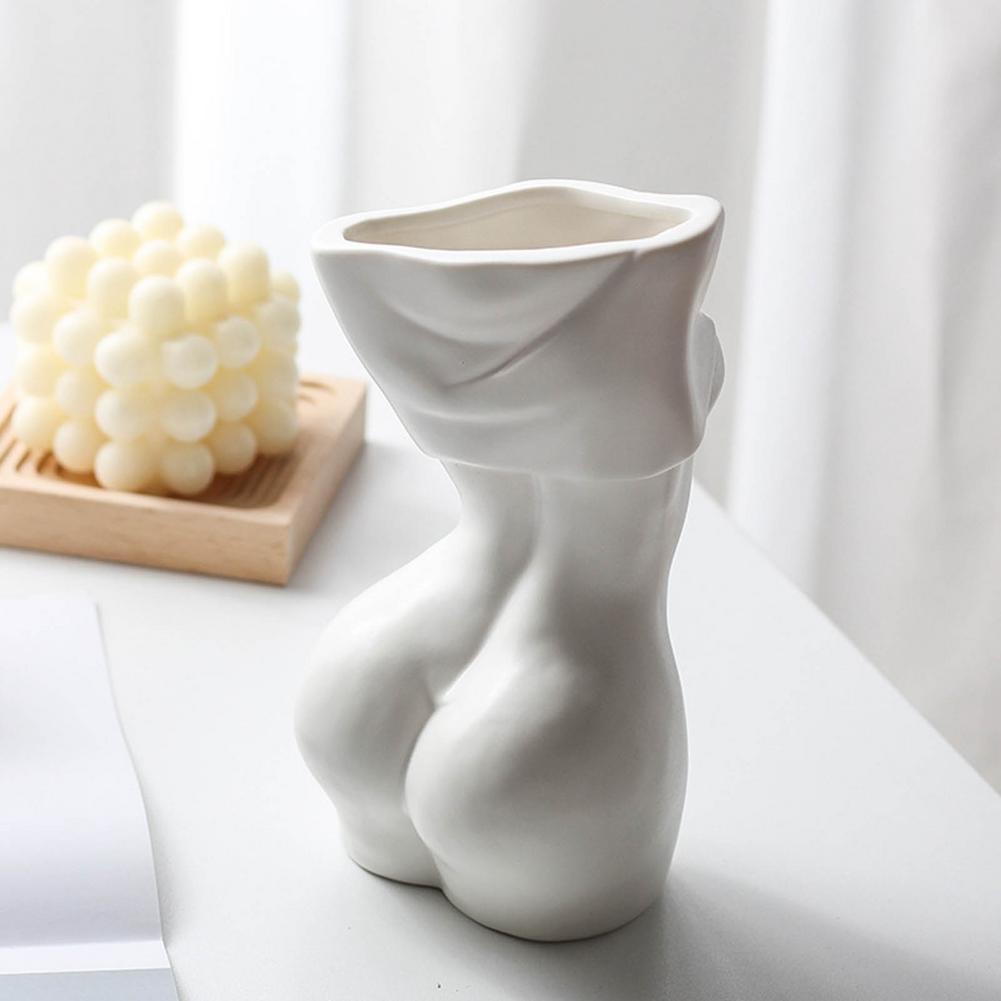 White Ceramic Body Vase - Nordique Boutique